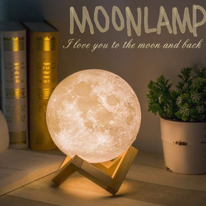 3D Magical Moon Lamp - USB Rechargeable LED Night Light