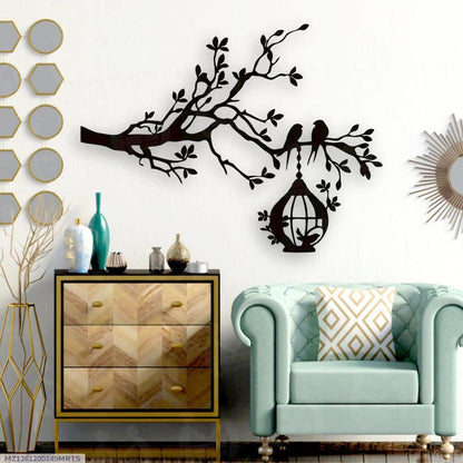 3D Wooden Tree Wall Art with Birds and Nest - Modern Home Decor