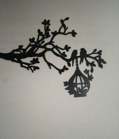 3D Wooden Tree Wall Art with Birds and Nest - Modern Home Decor