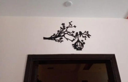 3D Wooden Tree Wall Art with Birds and Nest - Modern Home Decor