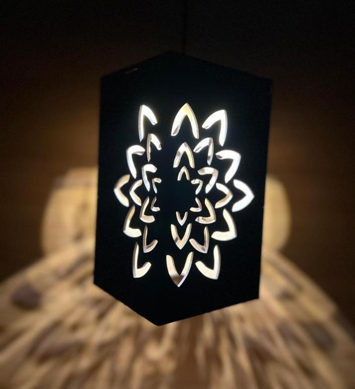Wooden Floral Cutout Ceiling Lamp - Unique 3D Laser Art Fixture