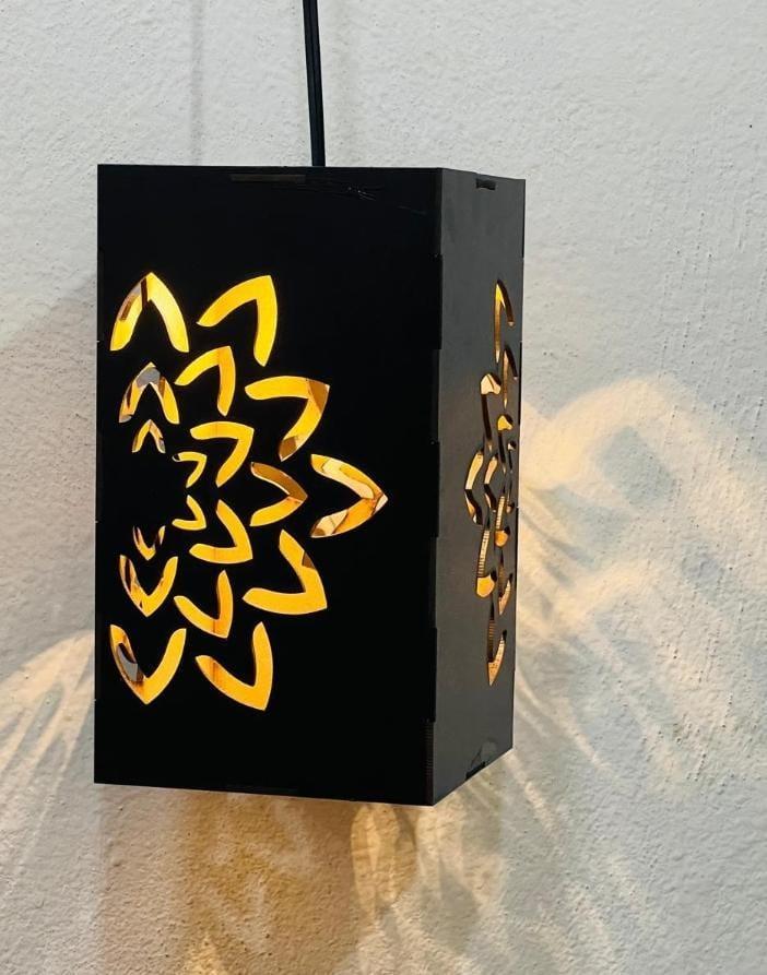 Wooden Floral Cutout Ceiling Lamp - Unique 3D Laser Art Fixture