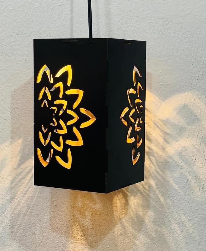 Wooden Floral Cutout Ceiling Lamp - Unique 3D Laser Art Fixture