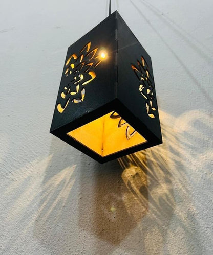 Wooden Floral Cutout Ceiling Lamp - Unique 3D Laser Art Fixture