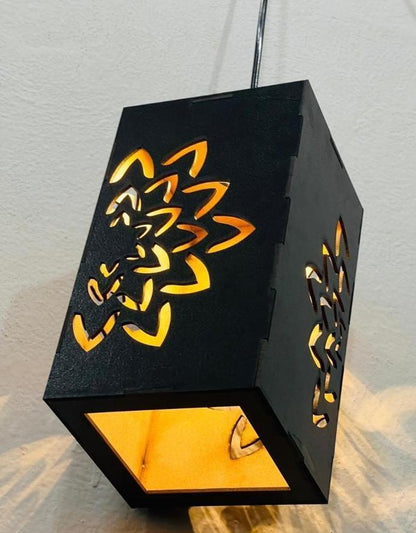 Wooden Floral Cutout Ceiling Lamp - Unique 3D Laser Art Fixture