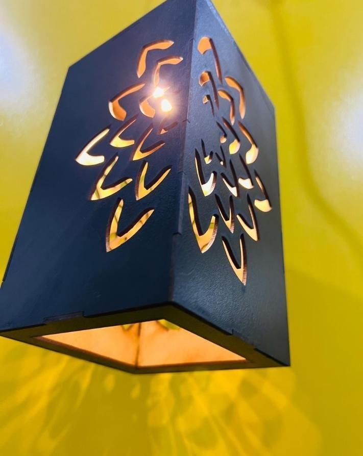 Wooden Floral Cutout Ceiling Lamp - Unique 3D Laser Art Fixture