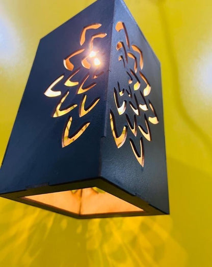 Wooden Floral Cutout Ceiling Lamp - Unique 3D Laser Art Fixture