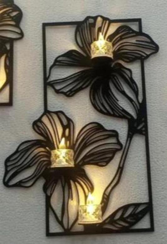3 Piece Black Flower Metal Wall Art Set - Elegant Modern Decor