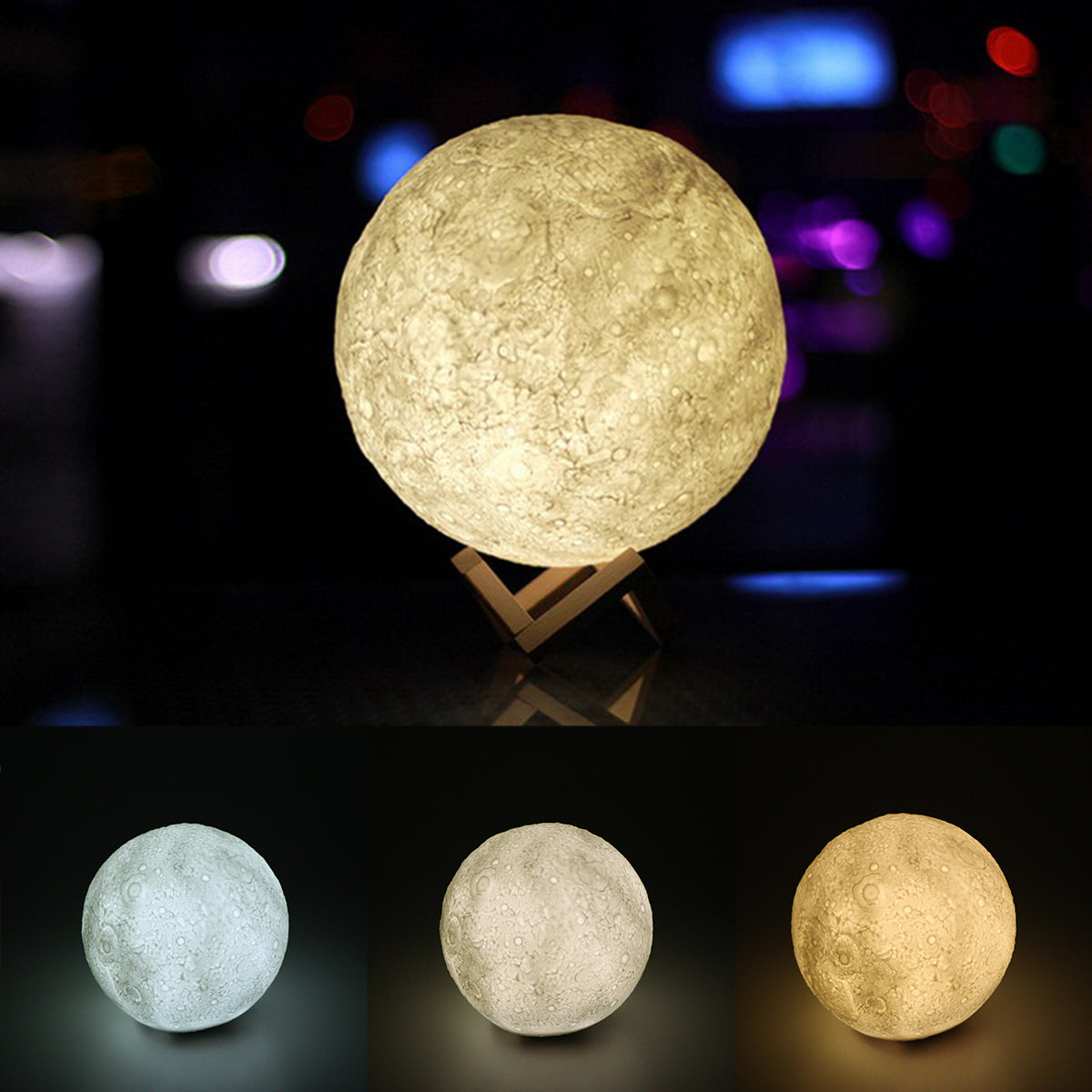 3D Magical Moon Lamp - USB Rechargeable LED Night Light