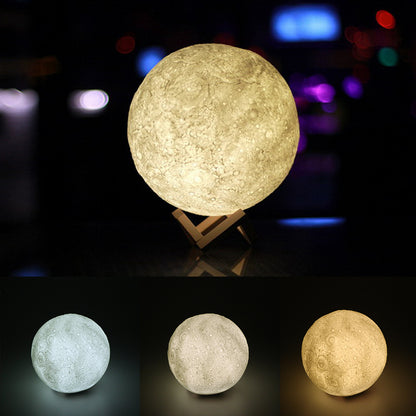 3D Magical Moon Lamp - USB Rechargeable LED Night Light