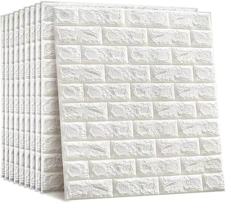 3D White Brick Wall Stickers - Self-Adhesive Peel and Stick Wallpaper Wall Décor, – White – 70*77cm