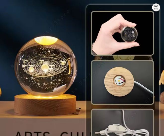 Premium Crystal Ball Lamp with LED Light - Desk & Dorm Decor