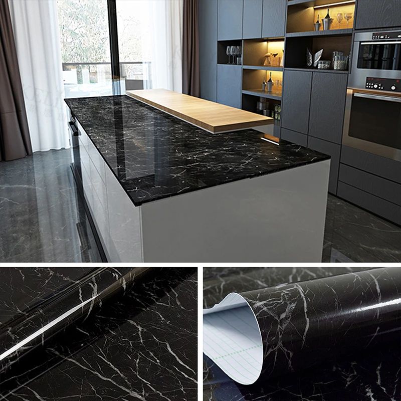 Black Marble Wallpaper (60cm x 2m) - Waterproof Self-Adhesive Kitchen Decor