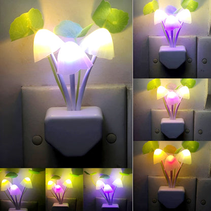 Automatic LED Mushroom Night Light – Color-Changing Sensor Lamp with Dusk-to-Dawn