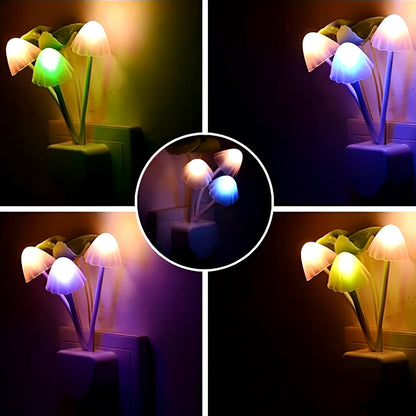 Automatic LED Mushroom Night Light – Color-Changing Sensor Lamp with Dusk-to-Dawn