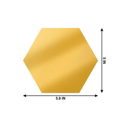 4 Pcs Hexagon Acrylic Mirror Wall Decals - Self-Adhesive Stickers