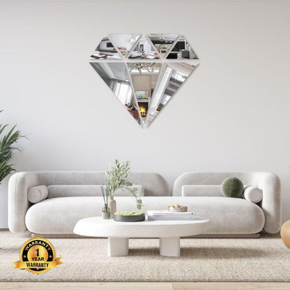 3D Acrylic Diamond Mirror Wall Decals - Self-Adhesive Geometric Art