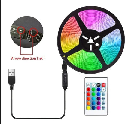 Multicolor LED USB Light Strip with Remote Control – 16.4 FT